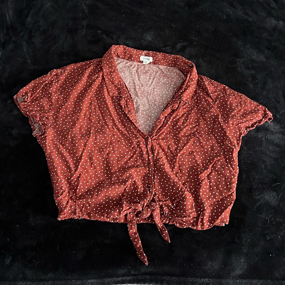 Garage front tie crop top